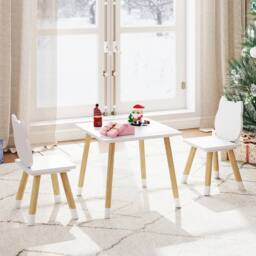 Costway Kids Table & Chairs Set Wooden Toddler Desk & Chair Set in White - thumbnail 9