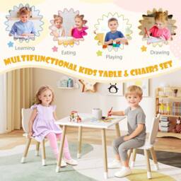 Costway Kids Table & Chairs Set Wooden Toddler Desk & Chair Set in White - thumbnail 6