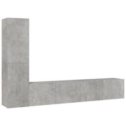 Berkfield Home Classic 4 Piece TV Cabinet Set Concrete Grey Engineered Wood - thumbnail 3