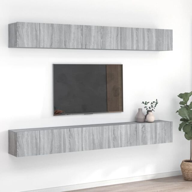 Berkfield Home TV Cabinets 8 pcs Grey Sonoma 60x30x30 cm Engineered Wood - Size: 60 x 30 x 30 cm - image 1