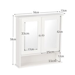Costway Wall Mounted Bathroom Mirror Cabinet Wooden Storage Cupboard Medicine Organizer in White - thumbnail 2