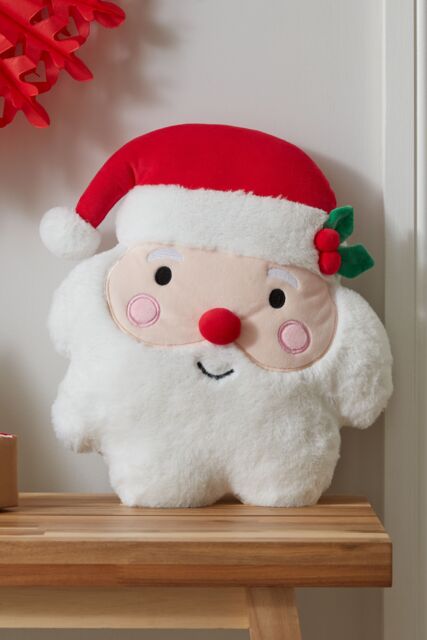 Catherine Lansfield 'Christmas Santa' 3D Shaped Cushion in White - image 1