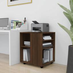 Berkfield Home Rolling Cabinet Brown Oak 60x53x72 cm Engineered Wood - Size: 60 x 53 x 72 cm - thumbnail 2