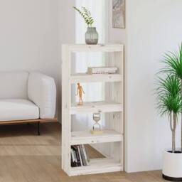 Berkfield Home Beautiful Book Cabinet/Room Divider White 60x30x135.5 cm Solid Wo - thumbnail 2