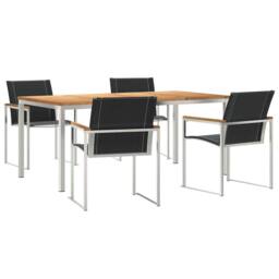 Berkfield Home Modern 5 Piece Garden Dining Set Solid Wood Acacia in Brown - thumbnail 3