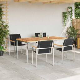 Berkfield Home Modern 5 Piece Garden Dining Set Solid Wood Acacia in Brown - thumbnail 4