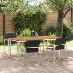 Berkfield Home Modern 5 Piece Garden Dining Set Solid Wood Acacia in Brown - thumbnail 2