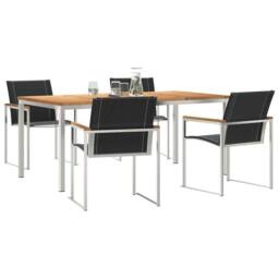 Berkfield Home Modern 5 Piece Garden Dining Set Solid Wood Acacia in Brown - thumbnail 1