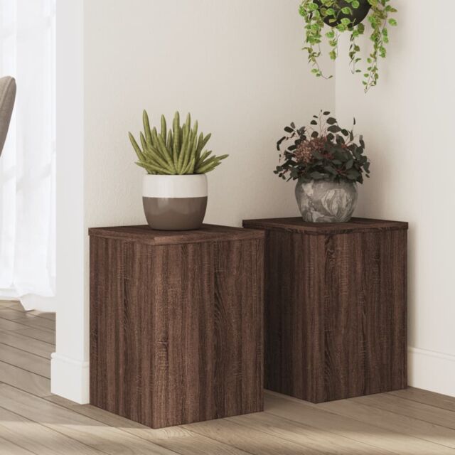 Berkfield Home Plant Stands 2 pcs Brown Oak 25x25x35 cm Engineered Wood - Size: 25 x 25 x 35 cm - image 1