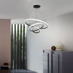 Pheashine Modern Pendant Light, 36W, Black, Switch Color Change 6500K-4000K-3000K in Black - thumbnail 8