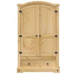 Berkfield Home Wardrobe Corona 101x52x170 cm Solid Wood Pine in Light Tan - Size: 101 x 52 x 170 cm - thumbnail 4