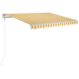Berkfield Home Manual Retractable Awning 350x250 cm Yellow & White - thumbnail 3