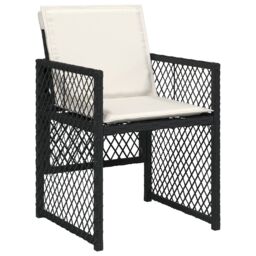 Berkfield Home 5 Piece Garden Dining Set with Cushions Black Poly Rattan - thumbnail 6