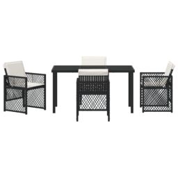 Berkfield Home 5 Piece Garden Dining Set with Cushions Black Poly Rattan - thumbnail 7