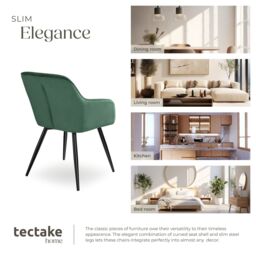 tectake Dining Chair Marilyn Set Of 2 - Dark Green / Black - Size: 2 Pack - thumbnail 7