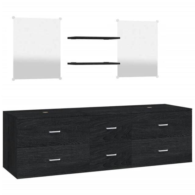 Berkfield Home 5 Piece Bathroom Furniture Set Black Engineered Wood - image 1