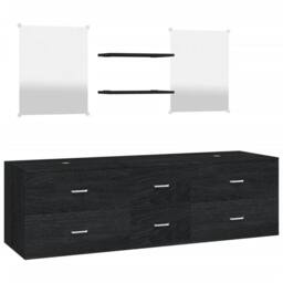 Berkfield Home 5 Piece Bathroom Furniture Set Black Engineered Wood - thumbnail 1