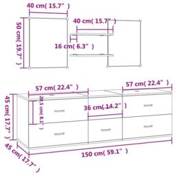 Berkfield Home 5 Piece Bathroom Furniture Set Black Engineered Wood - thumbnail 9
