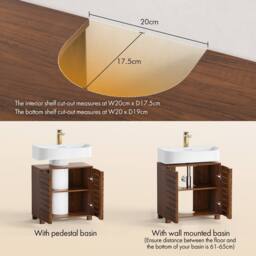 VonHaus Chester Freestanding Wood Effect Under Sink Bathroom Cabinet in Dark Brown - thumbnail 5