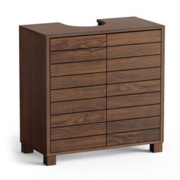 VonHaus Chester Freestanding Wood Effect Under Sink Bathroom Cabinet in Dark Brown - thumbnail 2