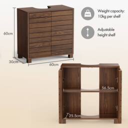 VonHaus Chester Freestanding Wood Effect Under Sink Bathroom Cabinet in Dark Brown - thumbnail 8