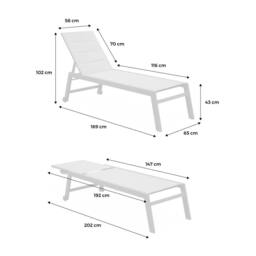 sweeek Textilene & Aluminium Sun Lounger 6 Reclining Positions in Grey - thumbnail 5