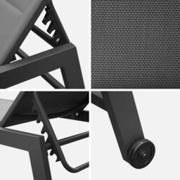 sweeek Textilene & Aluminium Sun Lounger 6 Reclining Positions in Grey - thumbnail 4