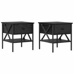 Berkfield Home Bedside Tables 2 pcs Black Oak 40x42x45 cm Engineered Wood - Size: 40 x 42 x 45 cm - thumbnail 1