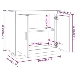 Berkfield Home Sideboard Sonoma Oak 80x40x75 cm Engineered Wood in Light Brown - Size: 80 x 40 x 75 cm - thumbnail 9