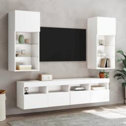 Berkfield Home TV Wall Cabinet with LED Lights White 40x30x40 cm - Size: 40 x 30 x 40 cm - thumbnail 6