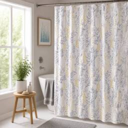 Showerdrape Fernland Shower curtain & Laguna Grey Anti Slip Bath Mat - Size: 180 cm width x 180 cm drop - thumbnail 2