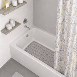 Showerdrape Fernland Shower curtain & Laguna Grey Anti Slip Bath Mat - Size: 180 cm width x 180 cm drop