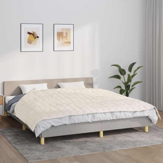 Berkfield Home Weighted Blanket Light Cream 155x220 cm 7 kg Fabric - image 1