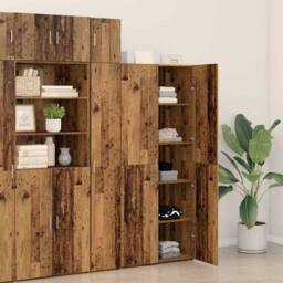Berkfield Home Highboard Old Wood 40x42.5x185 cm Engineered Wood in Brown - thumbnail 4