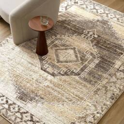 Livabliss Fifth Avenue-Vintage Brown Grey Taupe Green Traditional Living Rug - Size: 155 cm x 220 cm - thumbnail 7