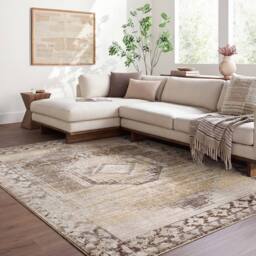Livabliss Fifth Avenue-Vintage Brown Grey Taupe Green Traditional Living Rug - Size: 155 cm x 220 cm - thumbnail 1