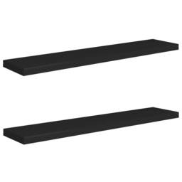 Berkfield Home Floating Wall Shelves 2 pcs Black 120x23.5x3.8 cm MDF - thumbnail 1