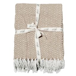 Allure Bath Fashions Chevron Herringbone Sofa Throw Blanket - 100% Cotton in Beige - Size: 150 cm x 200 cm - thumbnail 2