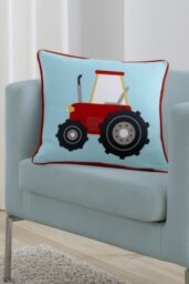 Bedlam 'Farmyard Friends' Soft Touch Velvet Filled Cushion in Blue - Size: 43 cm x 43 cm - thumbnail 2