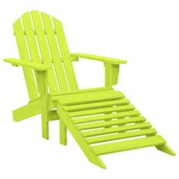 Berkfield Home Elegant Garden Adirondack Chair with Ottoman Solid Fir Wood Green in Bright Green - thumbnail 2