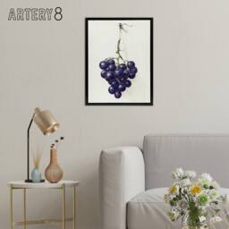 "Artery8 Bunch of Blue Grapes Oil Jean Bernard Vintage Framed Canvas Wall Art in White - Size: W24"" x H32""" - thumbnail 3