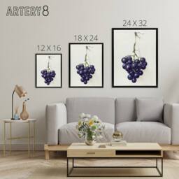 "Artery8 Bunch of Blue Grapes Oil Jean Bernard Vintage Framed Canvas Wall Art in White - Size: W24"" x H32""" - thumbnail 4