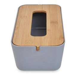 Orsina Grey Bamboo Fibre Tissue Box, Rectangular Tissue Holder With Lift-off Lid & Cutout Opening, Tissue Paper Box - thumbnail 5