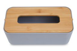 Orsina Grey Bamboo Fibre Tissue Box, Rectangular Tissue Holder With Lift-off Lid & Cutout Opening, Tissue Paper Box - thumbnail 4