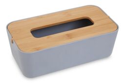 Orsina Grey Bamboo Fibre Tissue Box, Rectangular Tissue Holder With Lift-off Lid & Cutout Opening, Tissue Paper Box - thumbnail 2