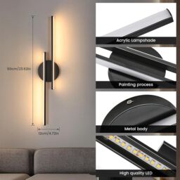 COMELY Indoor Wall Lights, 24W Modern Acrylic Wall Lights, Warm White in Black - thumbnail 6