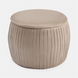 OHS Ottoman Storage Stool Matte Velvet Pleated Home Decor Vanity Pouffe Chair Seat in Natural - thumbnail 4