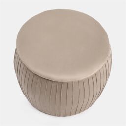 OHS Ottoman Storage Stool Matte Velvet Pleated Home Decor Vanity Pouffe Chair Seat in Natural - thumbnail 5