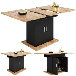 BTM Extendable Dining Table Storage Shelves Kitchen Dining Table in Black - thumbnail 5