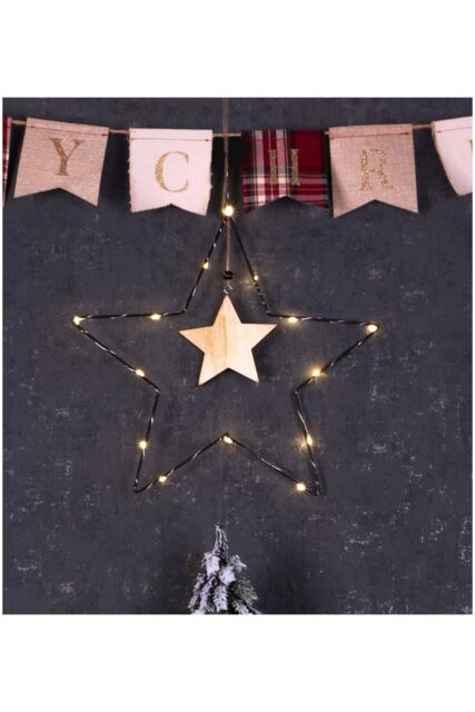 Netagon Battery Powered Metal Christmas Silhouette With LED String Lights in Black - image 1